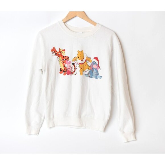 Winnie The Pooh & Friends Disney Sweatshirt Christmas Tiger Piglet Eeyore Sz S - Picture 1 of 14